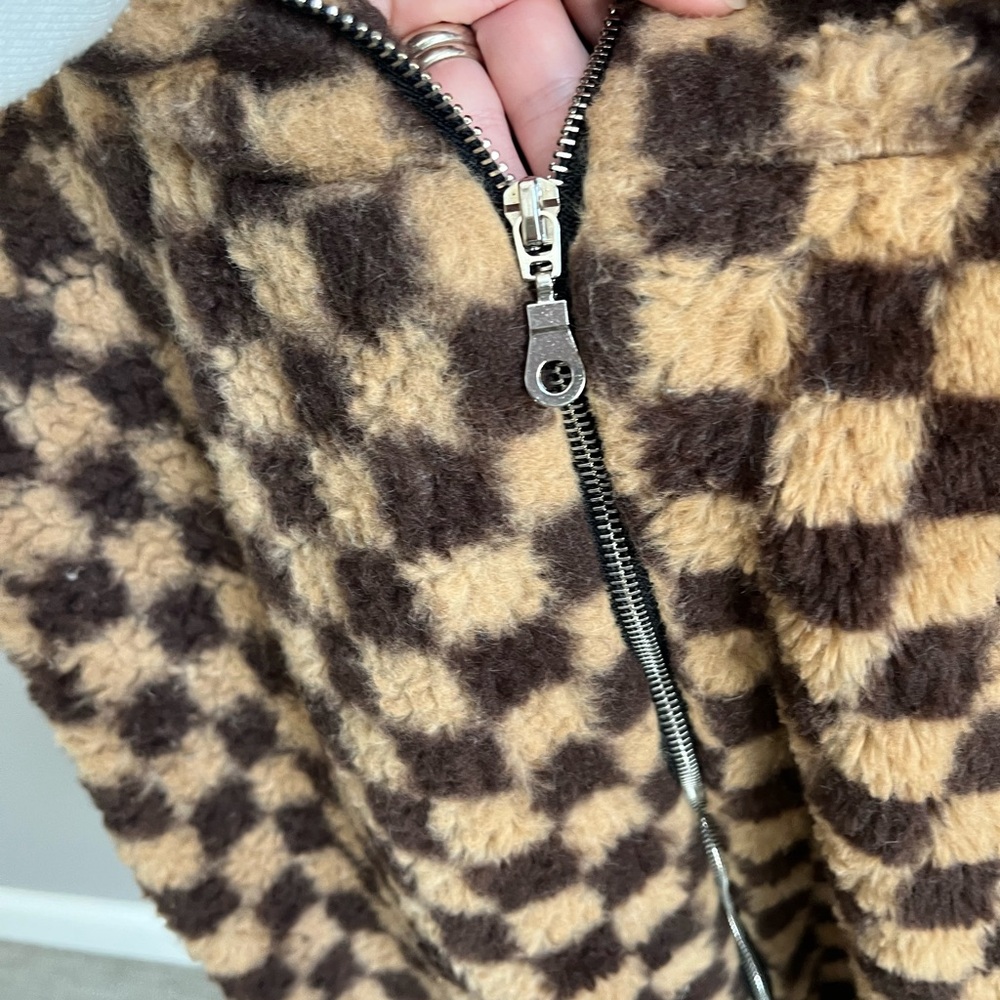 Brown and Tan Checkered Hoodie - Picture 6 of 9